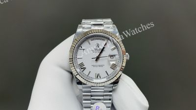 8+ Factory Rolex Daydate 40mm Fluted Bezel 3255 Movement Romans White/Ice-blue Face Watch